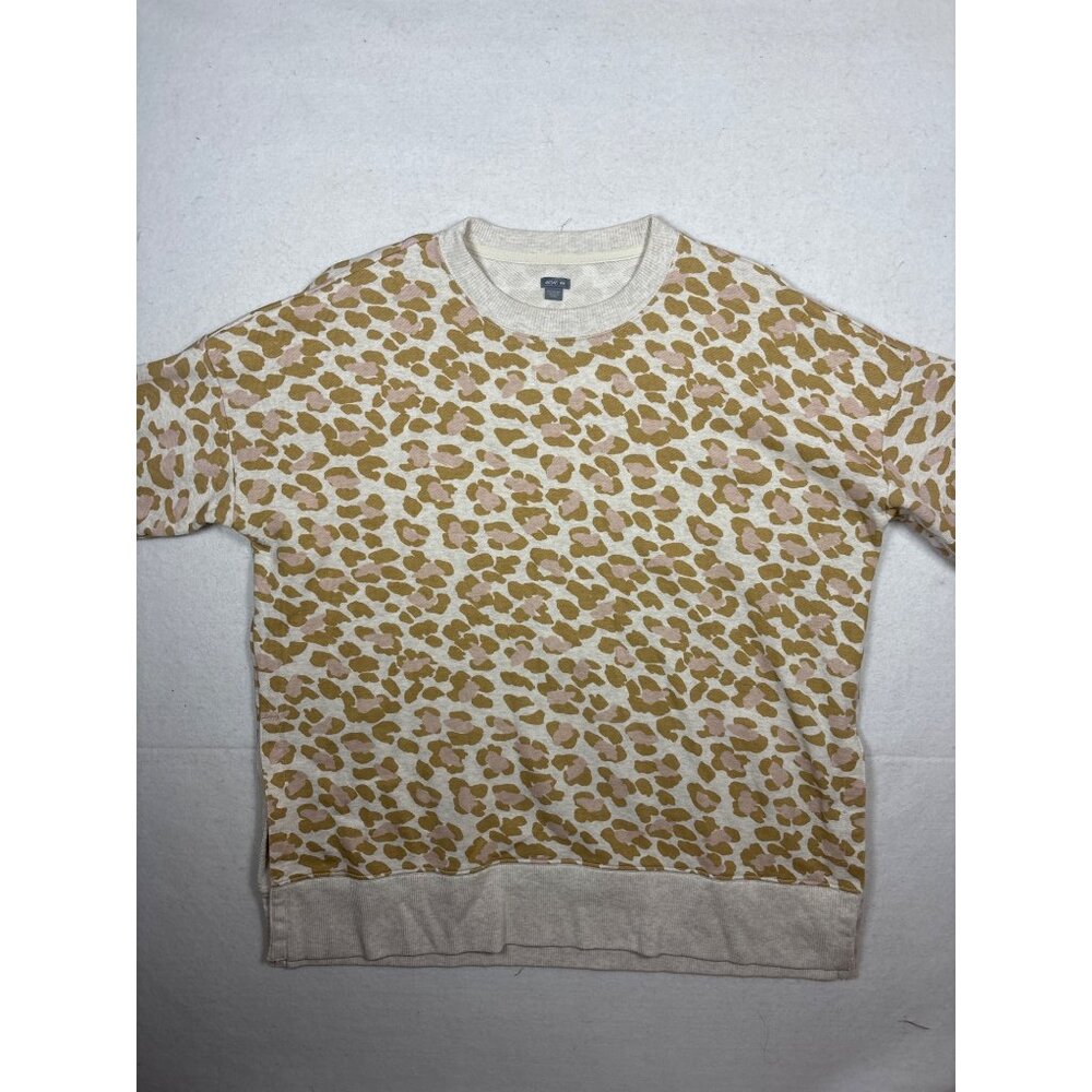 Aerie Womens Leopard Print Crewneck‎ Sweater M Beige & Pink